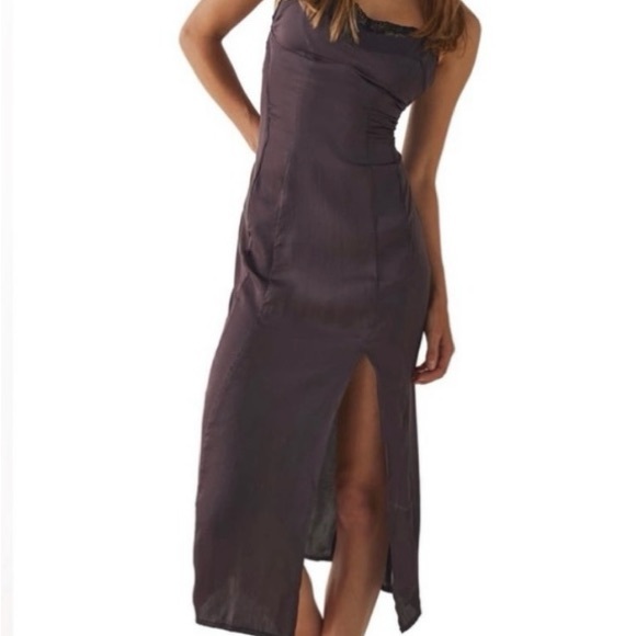 FREE PEOPLE City Cool Midi Slip Dress in Chocolate Merlot (NWT) Gorgeous! - Picture 4 of 5